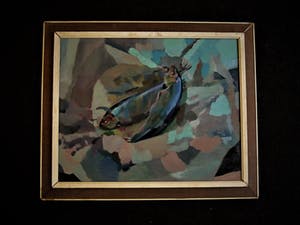 Niet of onleesbaar gesigneerd - Mooi expressionistisch olieverf "stilleven - Vissen op tafel " gesigneerd kopen? Bied vanaf 10!