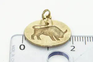 66 - 14 karaats geelgouden vintage zodiac hanger met afbeelding Stier kopen? Bied vanaf 80!