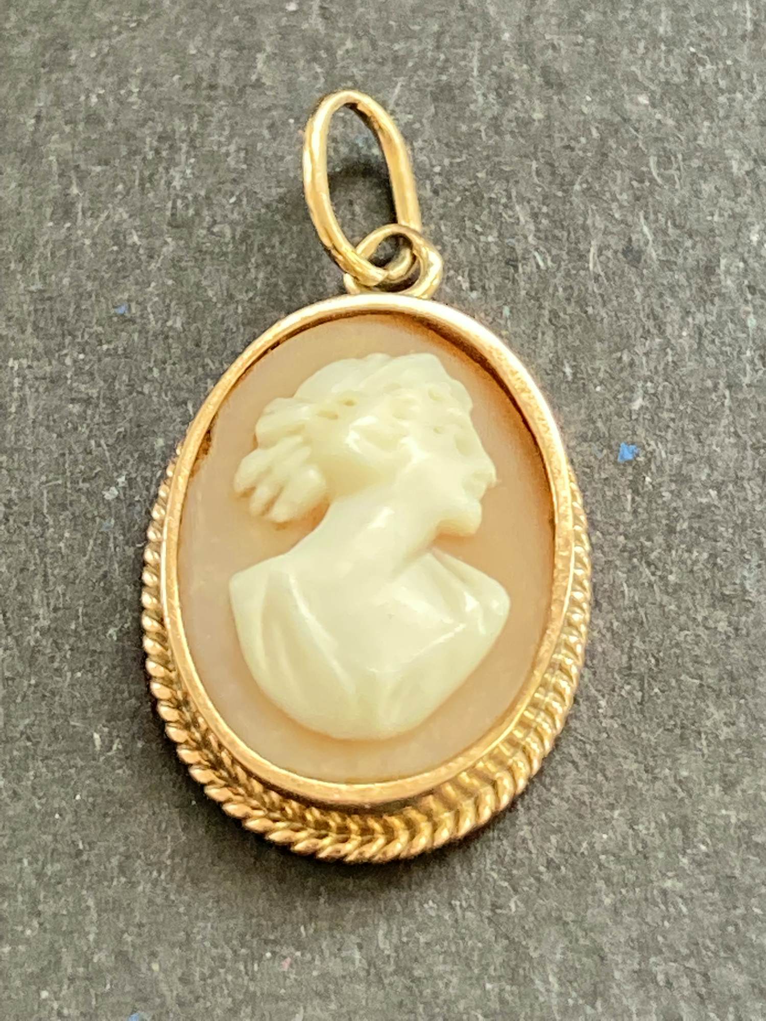 14 karaats geelgouden hanger bezet met een camee kopen? Bied vanaf 35!