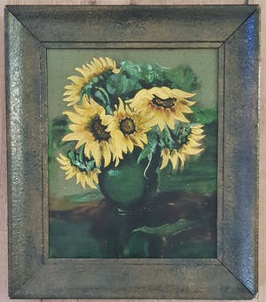 Niet of onleesbaar gesigneerd - Stilleven met zonbloemen in vaas kopen? Bied vanaf 1!