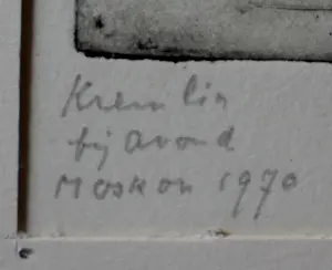 Jeanne Bieruma Oosting - Ets: 'Een winter in Rusland', Kremlin bij avond - 1970 (uniek, gesigneerd!) kopen? Bied vanaf 250!