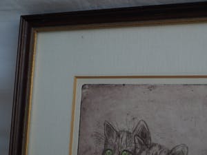 Ronnie Meerts - Ingelijste ets, “Dubbelportret”, 2 Poezen kopen? Bied vanaf 1!