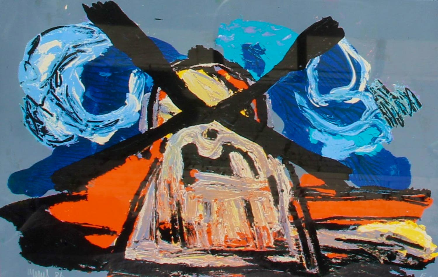 Karel Appel - Ingelijste zeefdruk: De molen - 1986 kopen? Bied vanaf 1250!