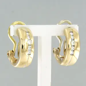 14k geel gouden oorclips met briljant geslepen diamant tot. 0,30ct - F/G - VS/SI kopen? Bied vanaf 810!