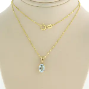 14k geel gouden collier met hanger bezet met blauwe topaas tot. 0,90ct kaufen? Bieten Sie von 130!