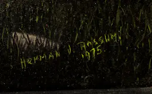 Herman van Rossum - Ingelijste olieverf op paneel: Liggende vrouw in landschap - 1975 kopen? Bied vanaf 595!