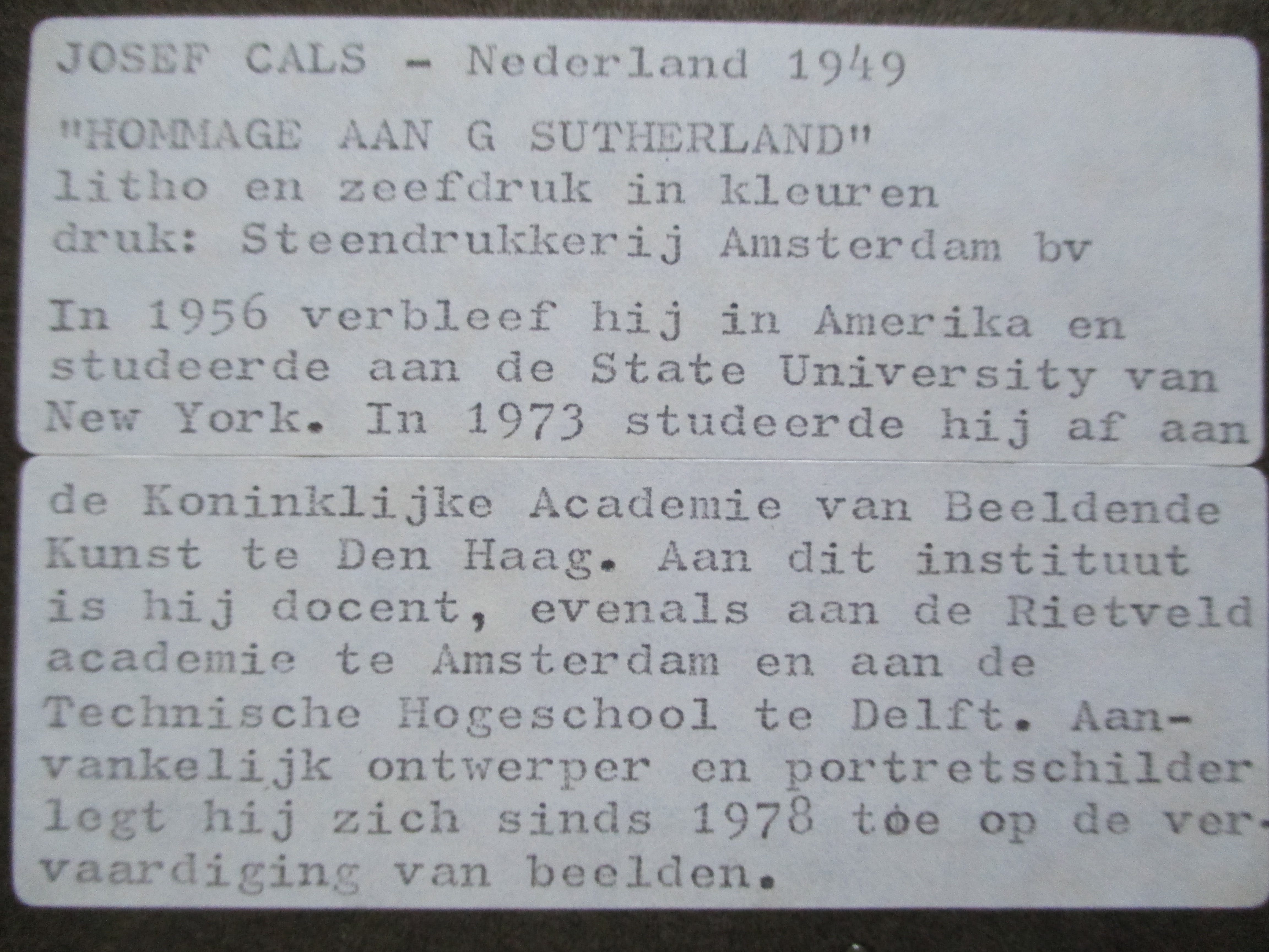 Joseph Cals - Ingelijste litho "Hommage aan Graham Sutherland" kopen? Bied vanaf 50!