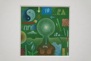 Leon Savelsberg - gouache op papier - "semi abstracte miniatuur compositie" kopen? Bied vanaf 45!