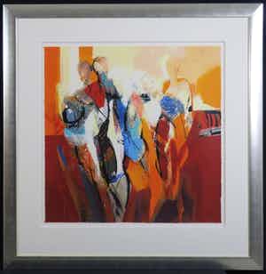 Peter Meijer - Peter Meijer: Zeefdruk, Afscheid - Ingelijst (Groot en zeer goede staat) verkocht voor € 35!