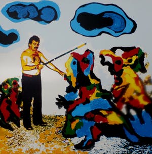 Karel Appel - Kleurenzeefdruk de tovenaar handgesigneerd uit 1977 kopen? Bied vanaf 225!