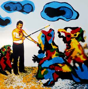 Karel Appel - Kleurenzeefdruk de tovenaar handgesigneerd uit 1977 verkocht voor € 225!