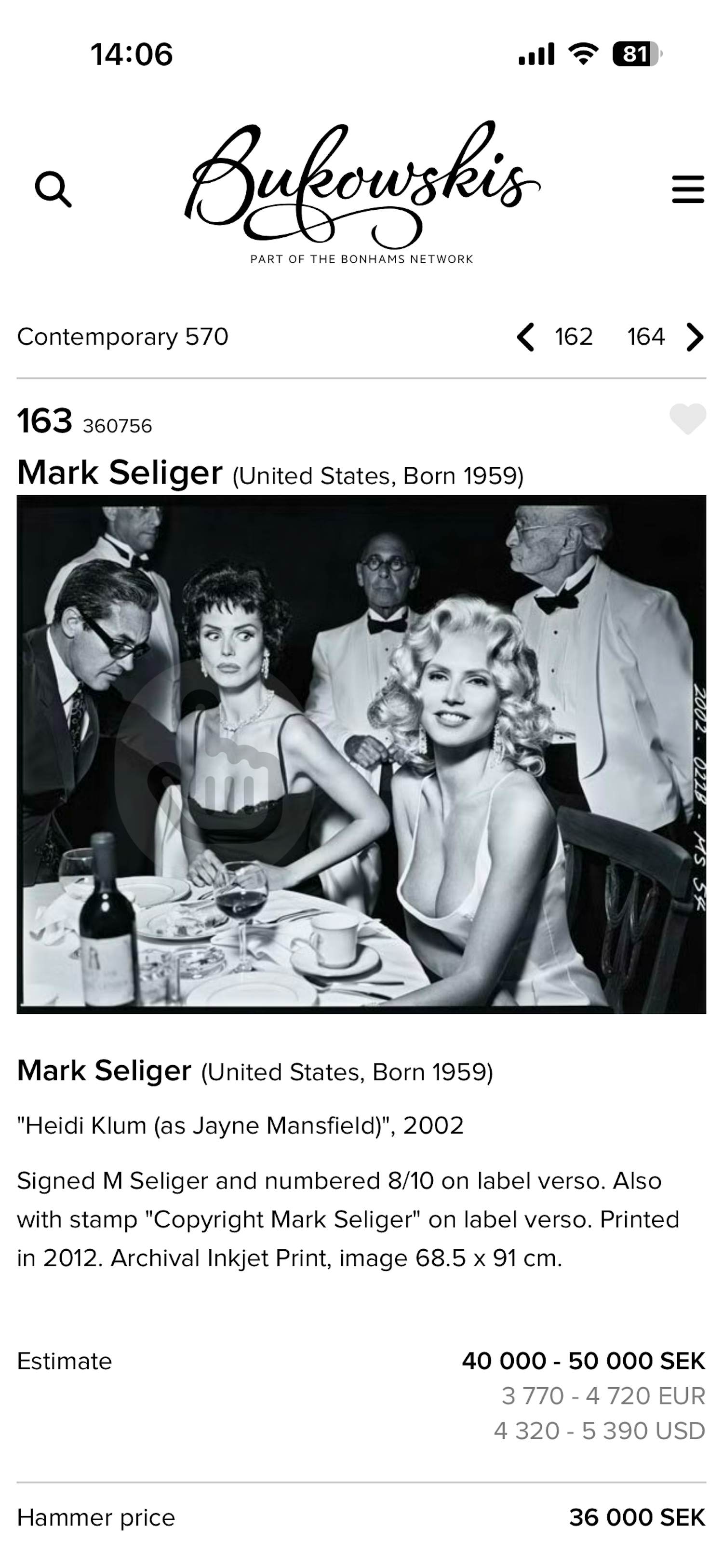 Mark Seliger - Heidi Klum as Jayne Mansfield kopen? Bied vanaf 275!