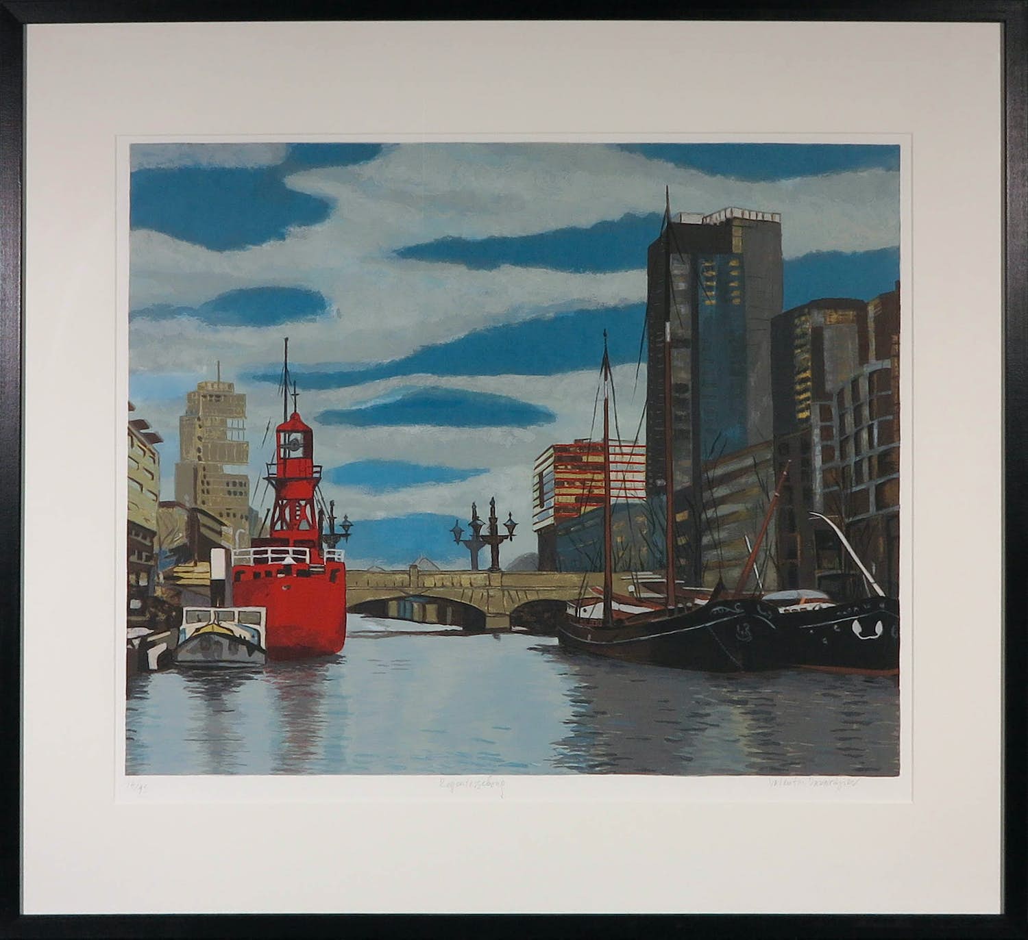 Valentin Bakardjiev - Zeefdruk, Regentessebrug - Ingelijst verkocht voor € 50!