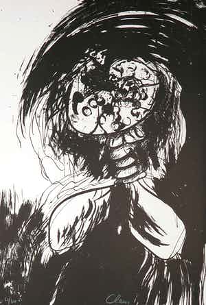 Hugo Claus - Litho uit de portfolio Fuga, Winter 2 (inclusief map en haiku) verkocht voor € 70!