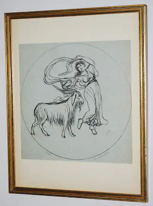 Lourens Alma Tadema - Romeins tafereel: Dansend meisje met een ram - litho, ca. 1886 - incl. 2 boeken! kaufen? Bieten Sie von 100!