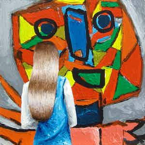 Gerard Boersma - Vrijheidsschreeuw (Vrouw kijkend naar schilderij van Karel Appel) verkocht voor € 75!