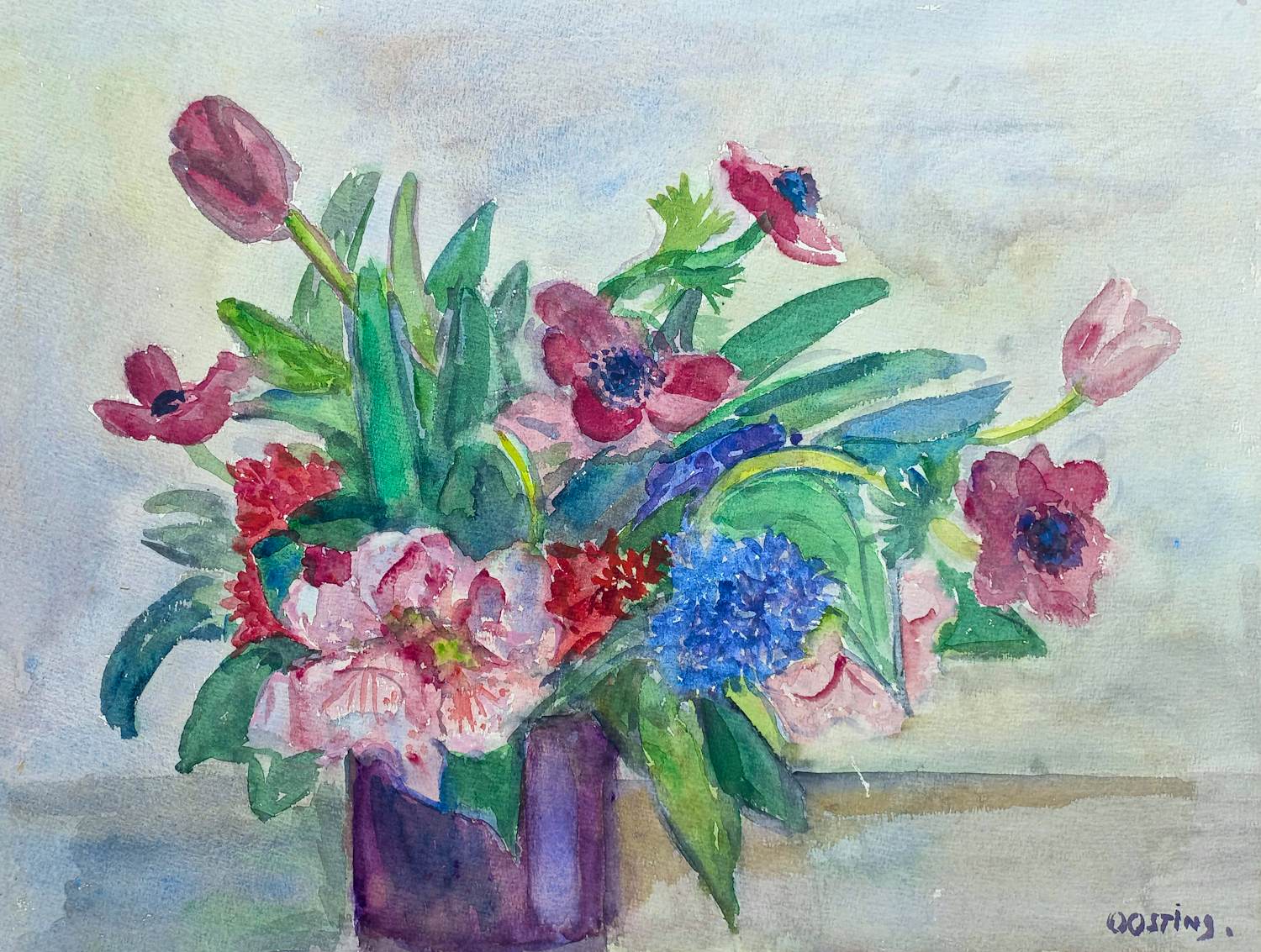 Jeanne Bieruma Oosting - Bouquet, aquarel op papier kopen? Bied vanaf 495!
