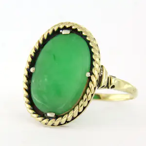14k bicolour ring bezet met jade - rm 18.5 kopen? Bied vanaf 470!