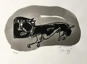 Corneille - zeefdruk met aquarel ondergrond - Cobra kat- 1950/2003 kopen? Bied vanaf 225!