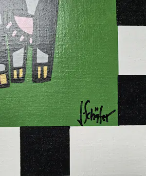 Jacqueline Schäfer - Cow Green op linnen - 99 ex. kopen? Bied vanaf 59!