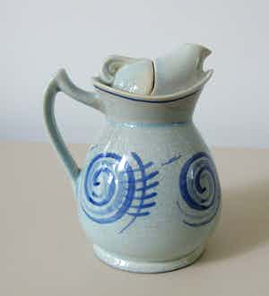 Susie Cooper - Zeldzaam Art Deco 1/2 pint Cacao potje - Crown Works Burslem verkocht voor € 1!