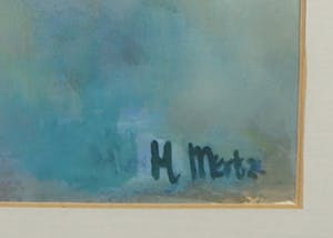 Hetty Mertz - Gouache, Stilleven met roze+witte bloem - Ingelijst kopen? Bied vanaf 1!