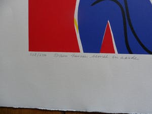Yolande Brouwers - Zeefdruk. Titel, "Dans tussen hemel en aarde". kopen? Bied vanaf 30!