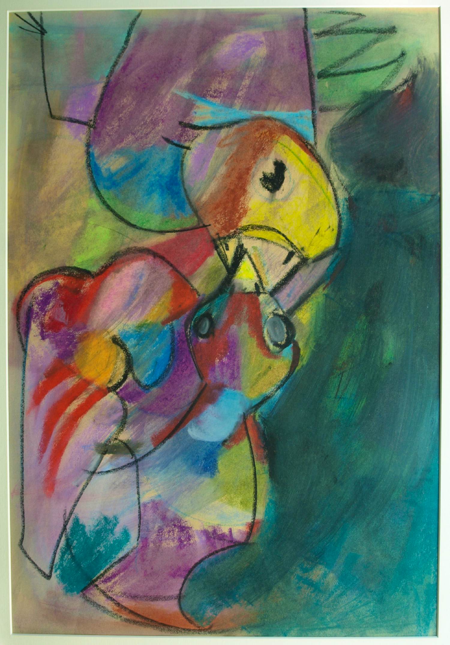 Buy Jan Engelchor - Ingelijste pastel , ‘Moeder voedt jong - Lijst, 82 x 63 cm.? Bid from 80!