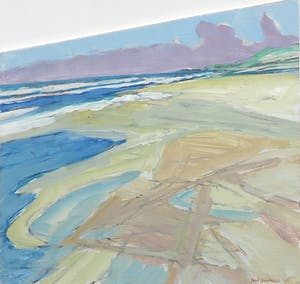 Paul Overhaus - Acryl op board, Geel strand kopen? Bied vanaf 50!