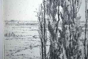 Jan Coenraad Nachenius - ets - Gezicht op de Rijn vanaf de Wageningse berg kopen? Bied vanaf 40!