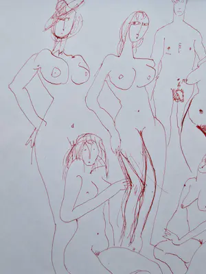AcheterTheo Beerendonk - jaren 60 - rode inkt tekening - naakte dames en heren - gesigneerd? Enchérissez de 58!