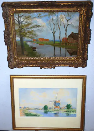 Gerrit van Jeveren - gouache en onbekend olieverfschilderij kopen? Bied vanaf 65!