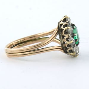 BWG rose kleurige entourage ring met smaragd en Bolsjewiek geslepen diamant kopen? Bied vanaf 700!