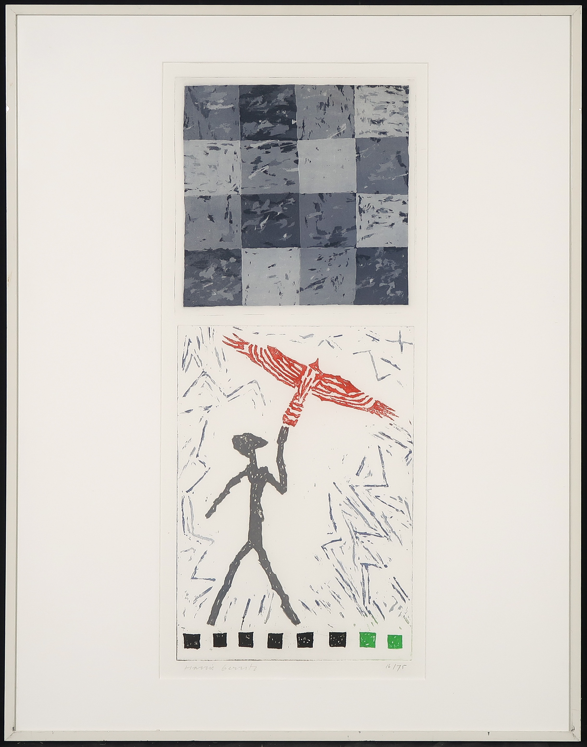 Harrie Gerritz - Ets, Vogelman - Ingelijst kopen? Bied vanaf 20!