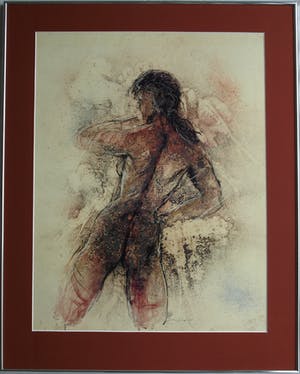 Jan van Dorp - Ingelijste prent , Vrouw in avondrood – Groot – 1988 kopen? Bied vanaf 1!