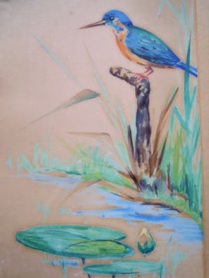 Arthur le Mire - 2 Prachtige aquarellen met vogels in zomer en winter natuur. kopen? Bied vanaf 25!