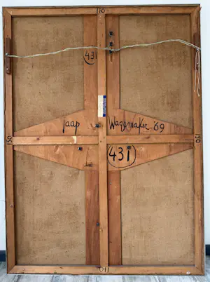 Jaap Wagemaker - gemengde techniek op jute | 'Verticale beweging' | 1969 kopen? Bied vanaf 5000!