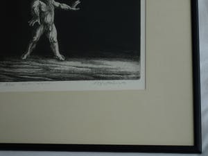 Dick Stolwijk - Ets, “Minotaurus” – gesigneerd & ingelijst – oplage 25 ex. kopen? Bied vanaf 50!