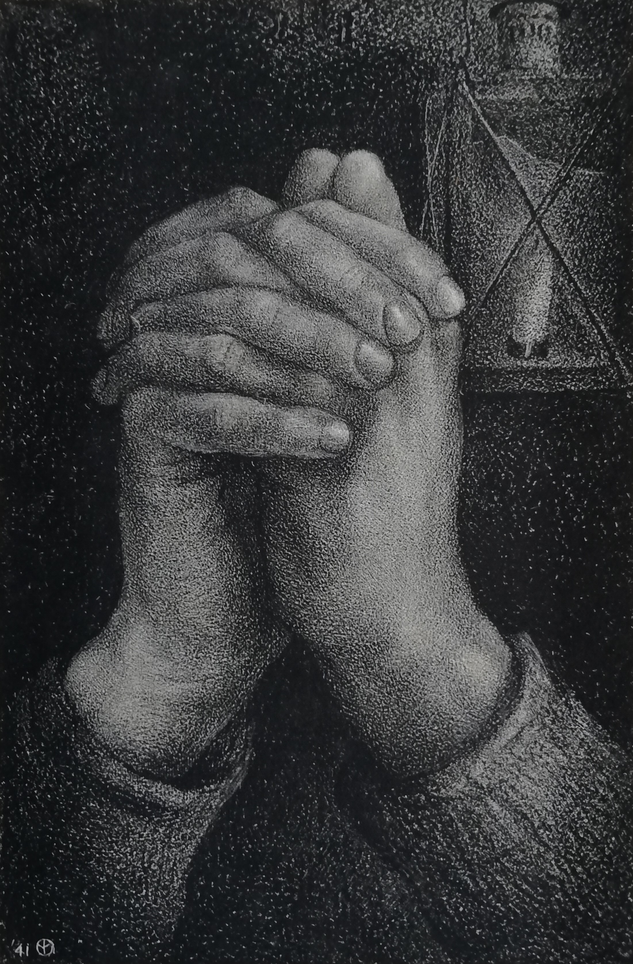 Aart van Dobbenburgh - Gevouwen handen verkocht voor € 25!