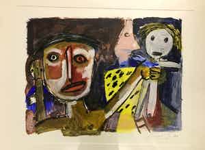 John Lie a Fo - Leeuwenkoning - gemengde techniek, Ingelijst (Groot) verkocht voor € 280!