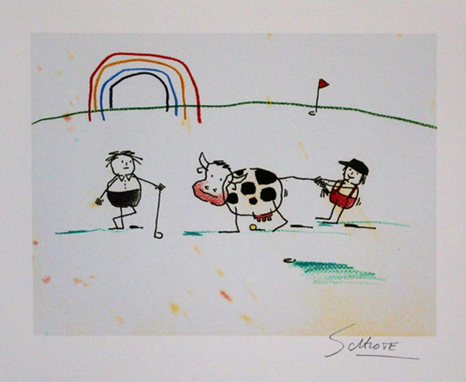 Wilhelm Schlote - Kleurenzeefdruk BOERENGOLF Handgesigneerd kopen? Bied vanaf 29!