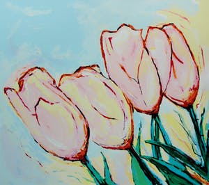 Huub Lepelaar - Set van 3 - Gele/Rode/Roze Tulpen kopen? Bied vanaf 35!