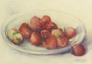 Willem Jansen - Aquarel, Stilleven met aardbeien kopen? Bied vanaf 40!