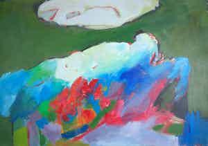 Franscz Witte - Olieverf op karton, Abstract Z.t. verkocht voor € 1!