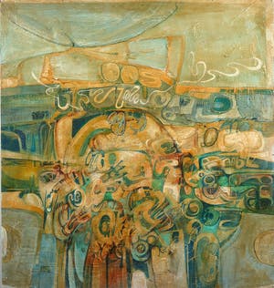 Jack Harden - Gemengde techniek op board, Landschappelijke filosofie - Ingelijst kopen? Bied vanaf 80!