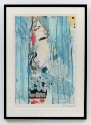 Kees van Bohemen - Ingelijste zeefdruk: dame achter het gordijn - 1979 (nette lijst!) kopen? Bied vanaf 175!