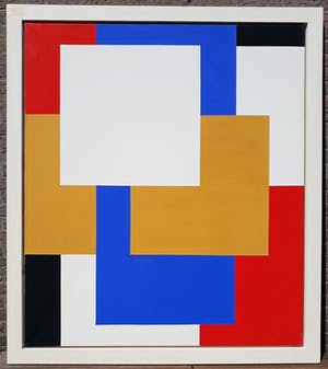 Siep van den Berg - Geometrische compositie, olieverf (mooi ingelijst, zeer groot!) kopen? Bied vanaf 1!