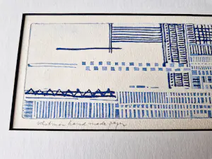 Theo Beerendonk - unieke 1971 abstracte reliëfdruk - compositie in blauw - gesigneerd kopen? Bied vanaf 65!
