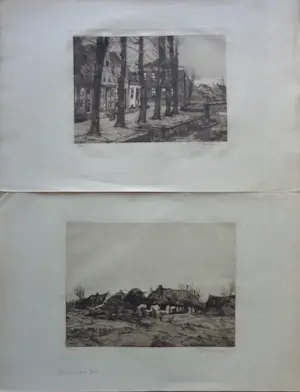 Hendrik Weegewijs - LOT VAN 2 WERKEN / ZW-W ETS / 32x50cm / SIG kopen? Bied vanaf 25!