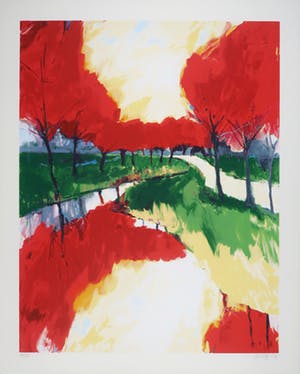 Gerda Elfring - Zeefdruk, Landschap met bomen kopen? Bied vanaf 1!